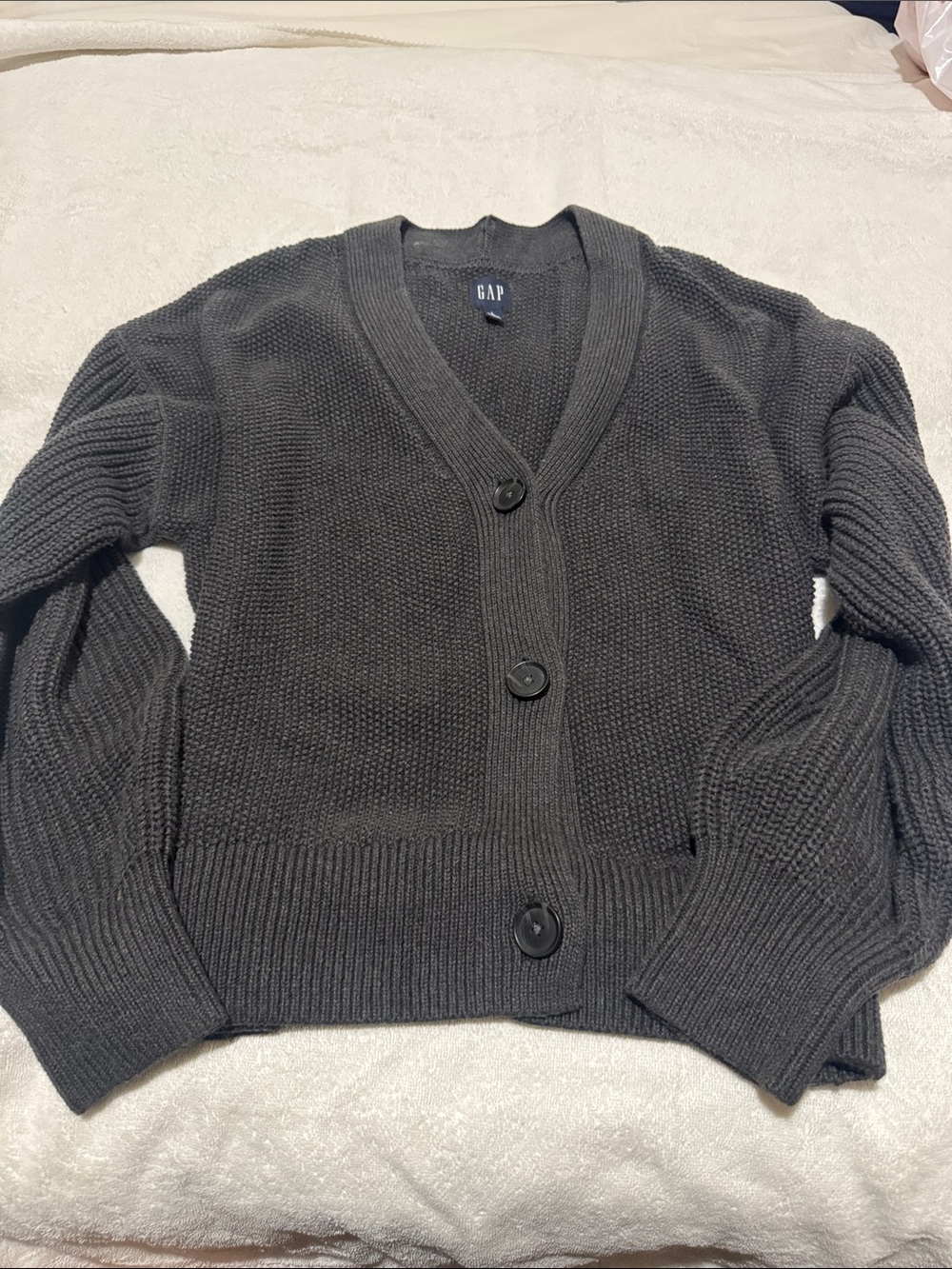GAP Women's Charcoal Button-Front Knit Cardigan